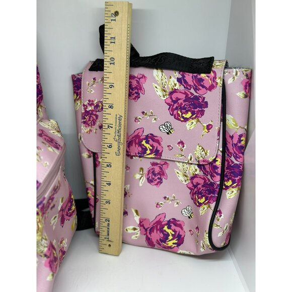 Betsey-Johnson Pink Floral Backpack & Lunch Bag Set – Bee Purple Rose AOP Print - Picture 9 of 10